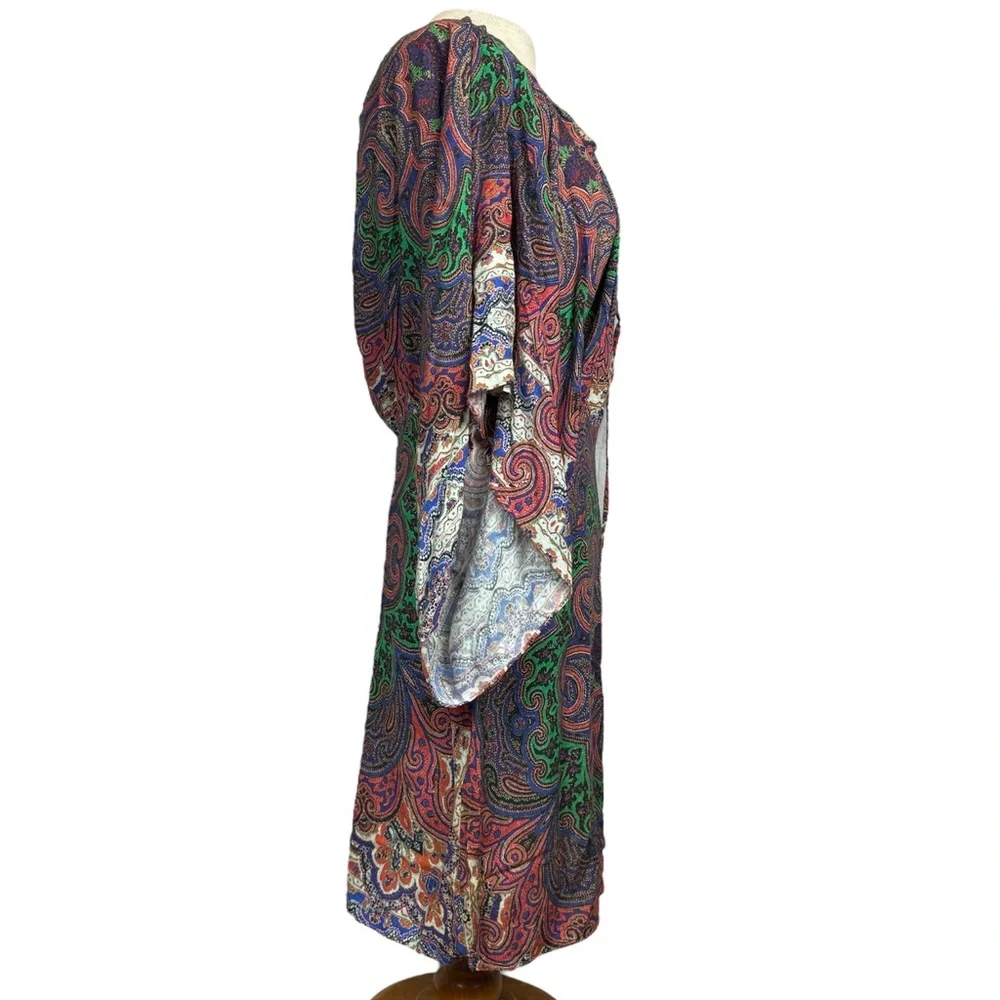 Farm Rio V-Neck Caftan Dress in Multicolor Paisley Print Size Medium - Picture 3 of 16